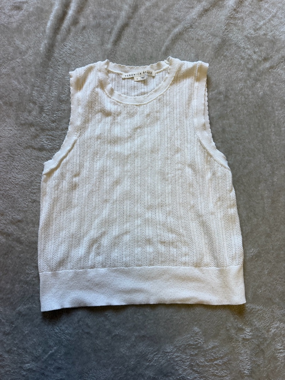 Veronica Beard Cream Knit Sleeveless Tank